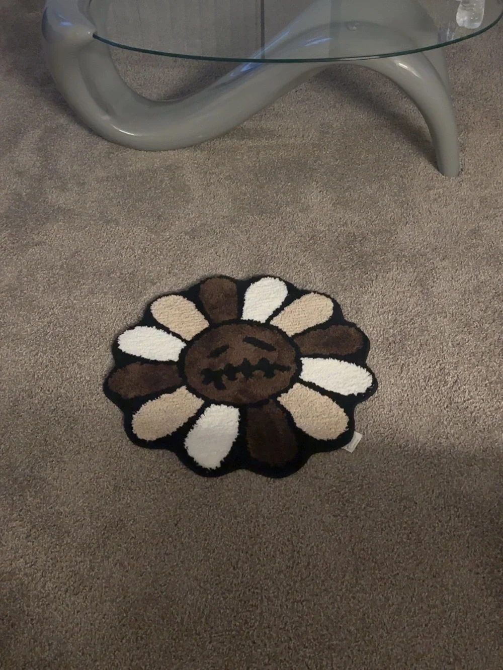 Brown & White Flower Accent Rug
